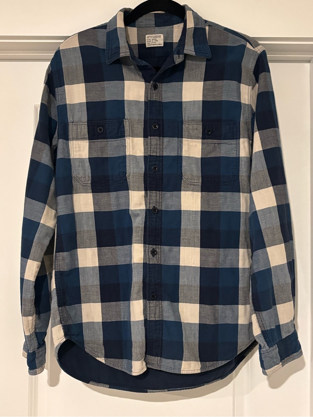 J. Crew Navy and White Plaid Button-Down Shirt
